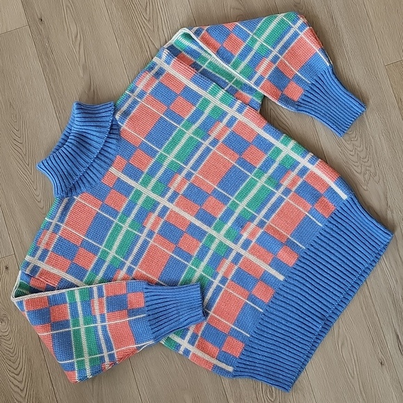 Northern Spirit Sweaters - 90s Cosby Grannycore Spring Vibrant Oversized Knit Turtleneck Sweater